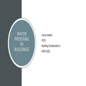 Waterproofing in buildings