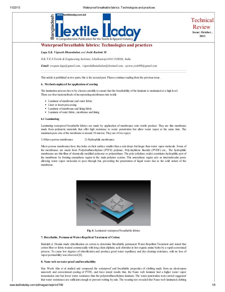 Waterproof breathable fabrics technologies and practices 2