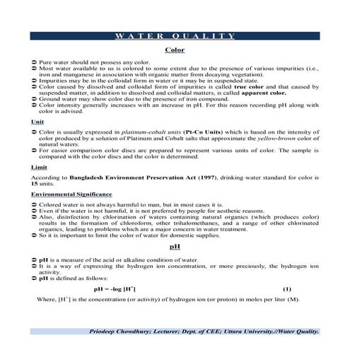 Laboratory testing of water quality parameters | PPTX