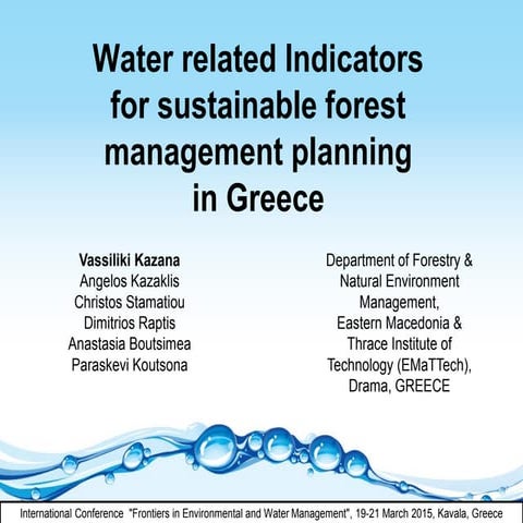 Water related indicators for sustainable forest management planning in greece