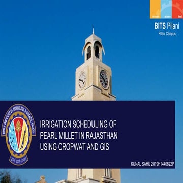 Water requirements and irrigation scheduling of pearl millet in rajasthan