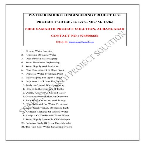 Water resource engineering project list