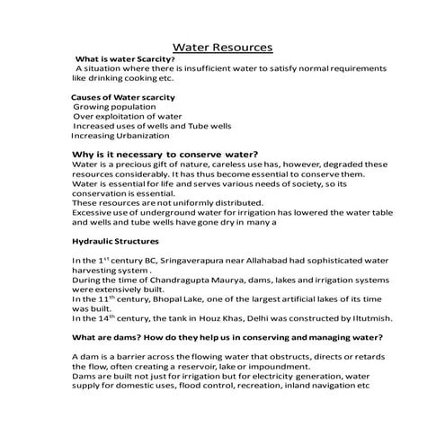 Water resources notes