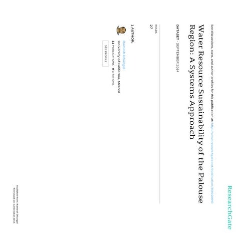 Water Resource Sustainability of the Palouse Region: A Systems Approach