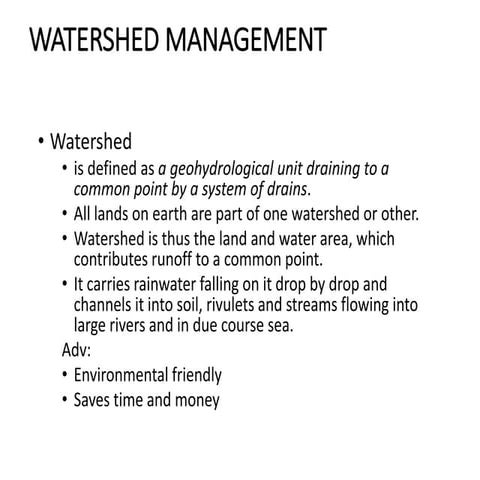 Watershed Management Pdf