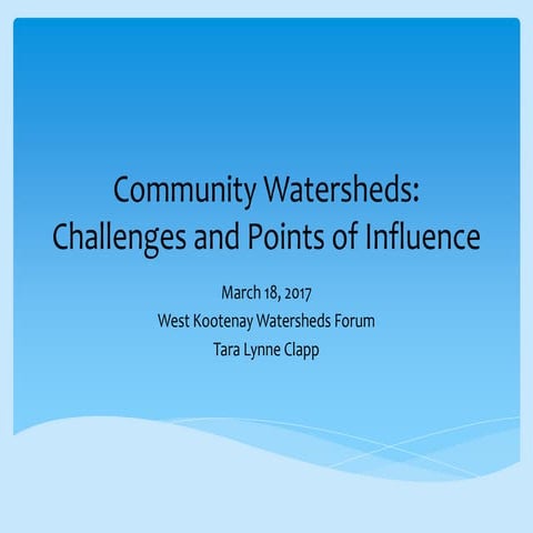 Watersheds Forum: Challenges and Points of Influence