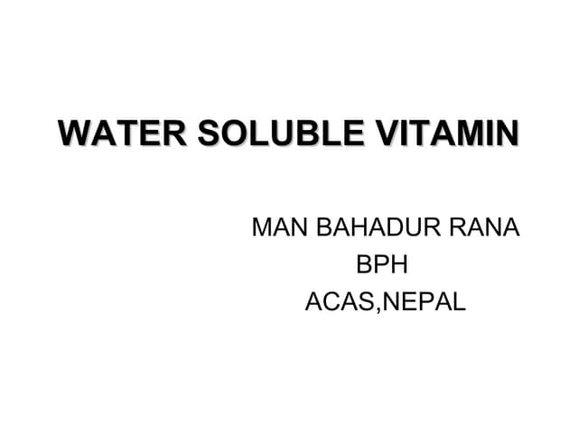 Water soluble vitamis for bph 