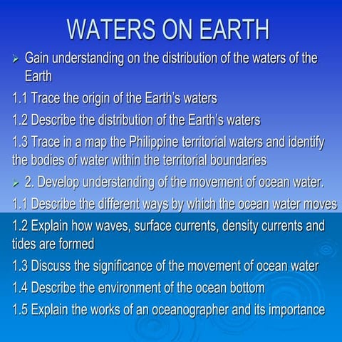 Waters on earth