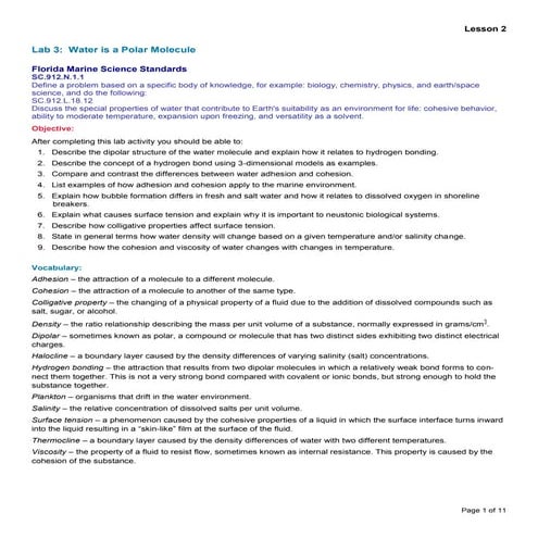 Waters unique properties lesson 2