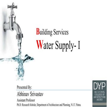 Water Supply-I ARCHITECTURE STUDY 2ND YEAR