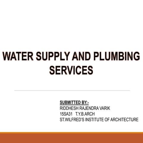 WATER SUPPLY AND PLUMBING SERVICES