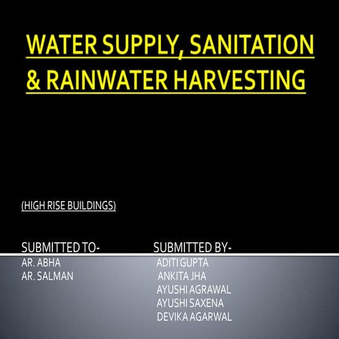 Water supply, sanitation and rainwater harvesting