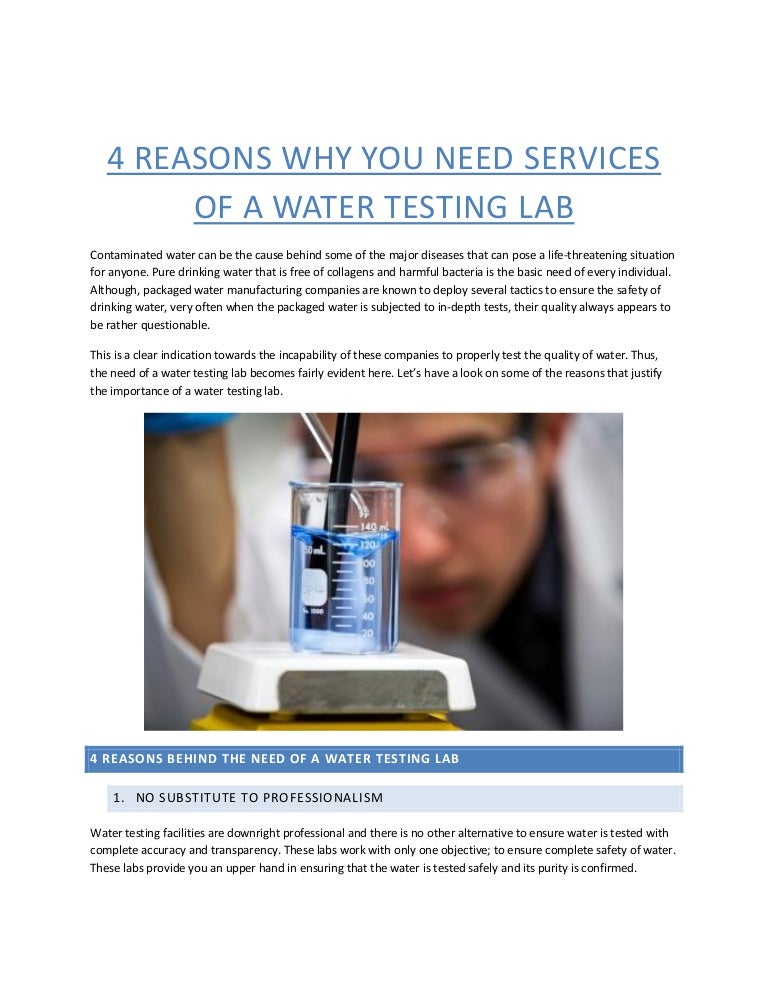 4 Reasons Why You Need Services of a Water Testing Lab