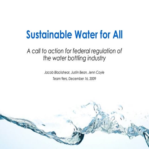 Water Wars: Policies for Sustainable Water Use