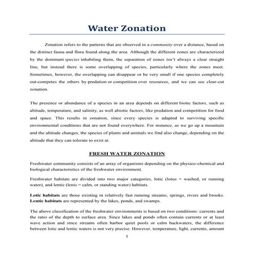 Water zonation