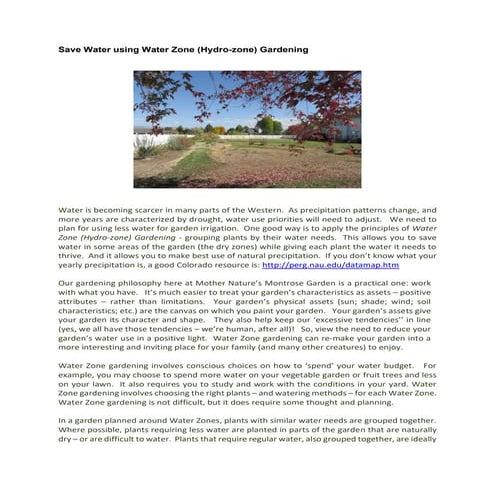 Water zone gardening