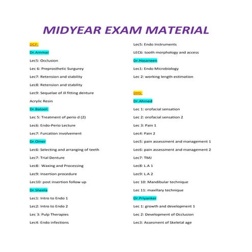 Wat is included in midyear theory