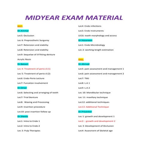 Wat is included in midyear theory