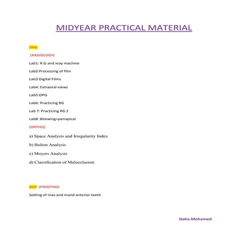 Wat is inlucded in midyear practical
