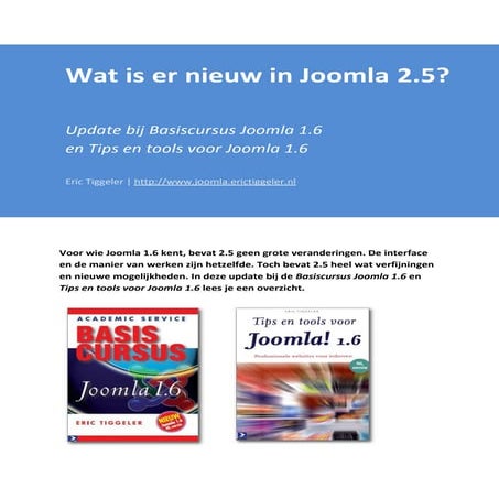 Wat is nieuw in joomla 2.5 -  update bij basiscursus joomla en tips en tools ...