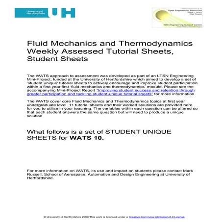 WATS 9 (1-50) Fluid Mechanics and Thermodynamics