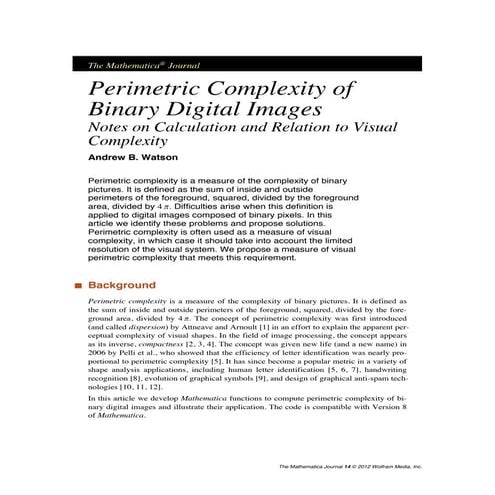 Perimetric Complexity of Binary Digital Images