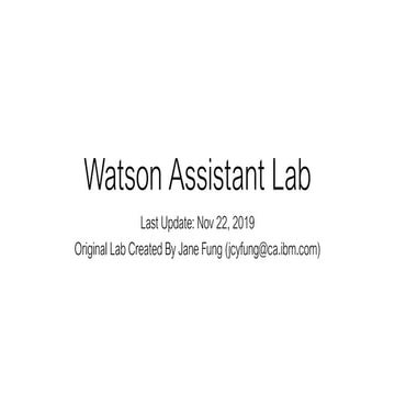 Watson assistant Tutorial