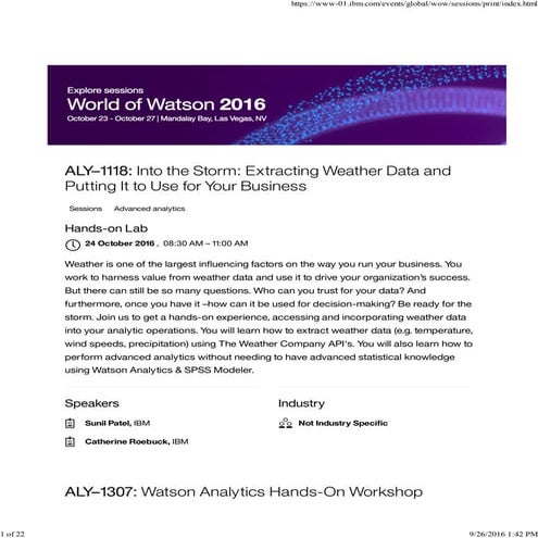World of Watson 2016 - Watson analytics