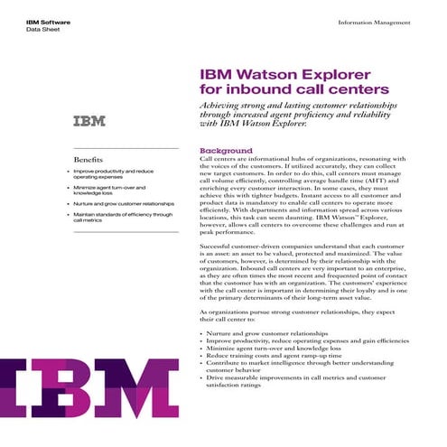 IBM Watson Explorer for inbound call centers