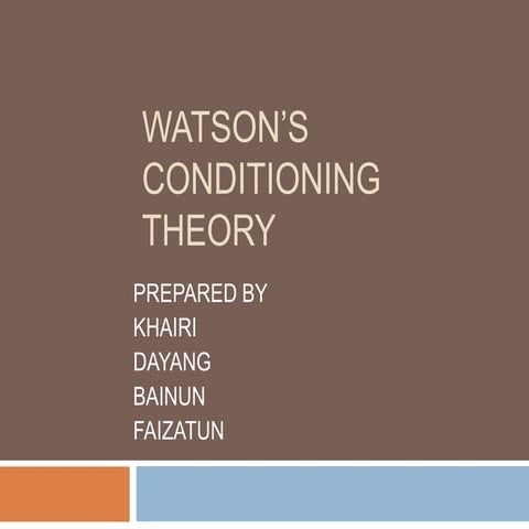 Watson’s conditioning theory