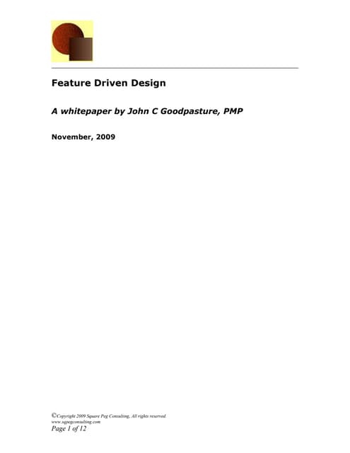 Feature driven design FDD