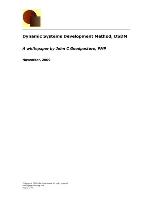 Dynamic Systems Development, DSDM
