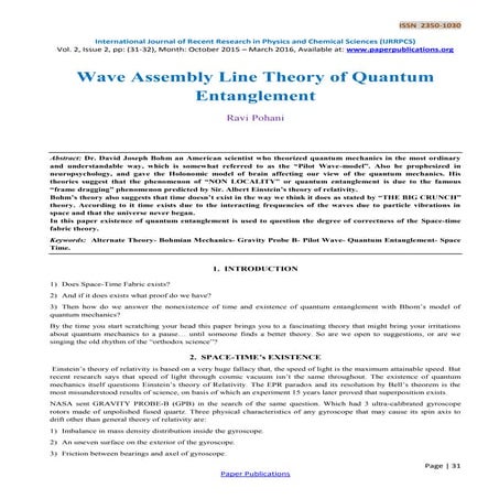 Wave Assembly Line Theory of Quantum Entanglement