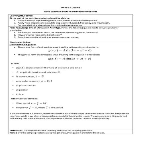 Waves &Optics - Wave Equation of Sinusoidal wave.pdf