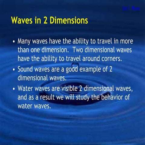 Waves in 2 Dimensions