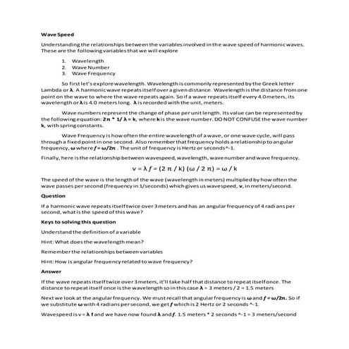 Stationary waves worksheet | PDF