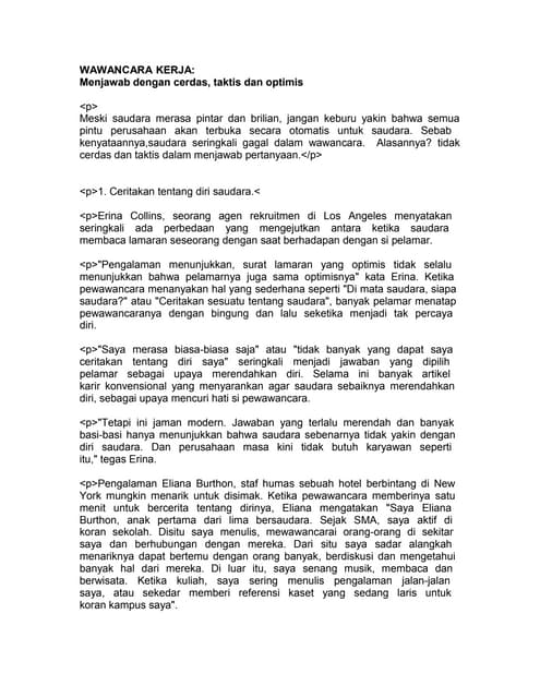 Pertanyaan Cerdas Wawancara Kerja Pertanyaan Cerdas Wawancara Kerja