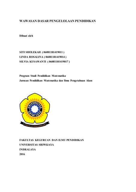 Wawasan dasar pengelolaan pendidikan