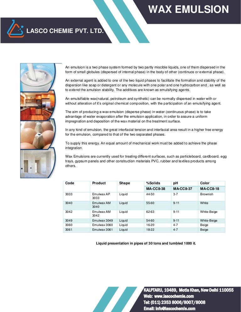 Wax Emulsion Lasco Chemie