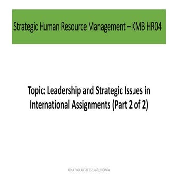 Waxin's model of strategic management of international assignments