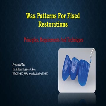 wax patterns for fixed restorations., pdf