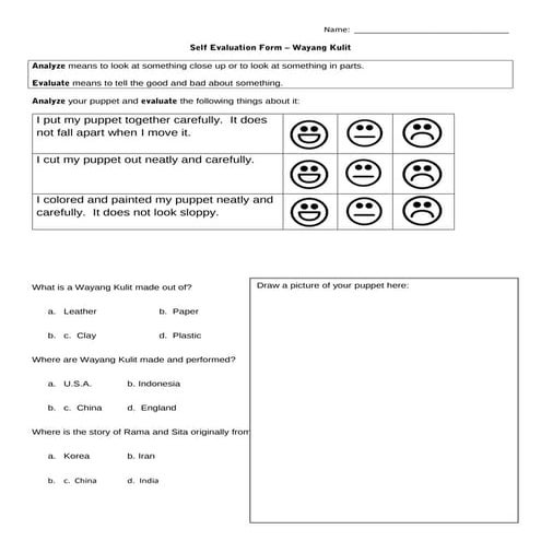 Wayang Kulit Reflection Sheet