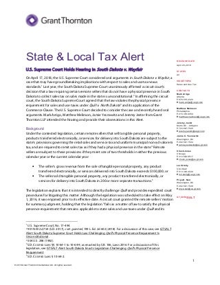 U.S. Supreme Court Holds Hearing in South Dakota v. Wayfair