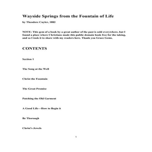 Wayside springs from the fountain of life