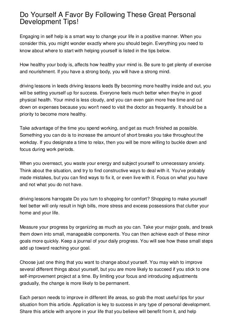 Do Yourself A Favor By Following These Great Personal Development Tip