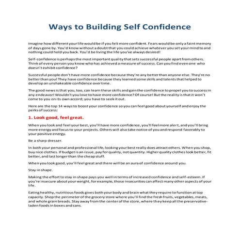 Ways to Building Self Confidence