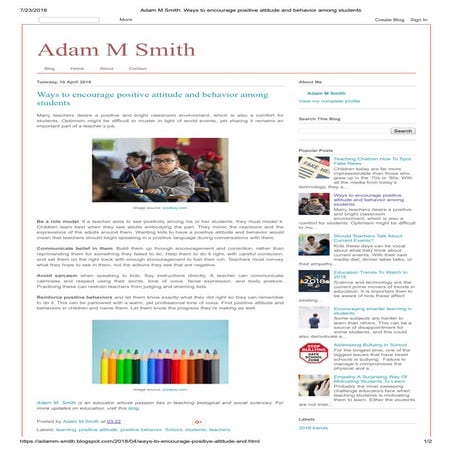 Ways to encourage positive attitude and behavior among students