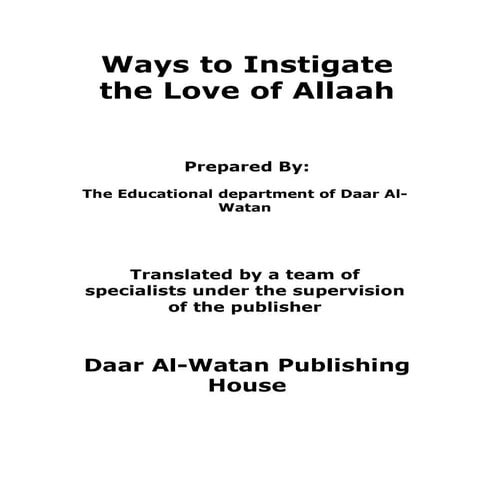 Ways to instigate the love of allah