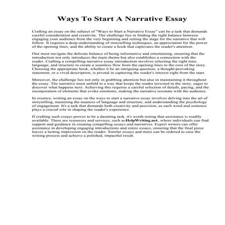 Ways To Start A Narrative Essay. Immaculata University