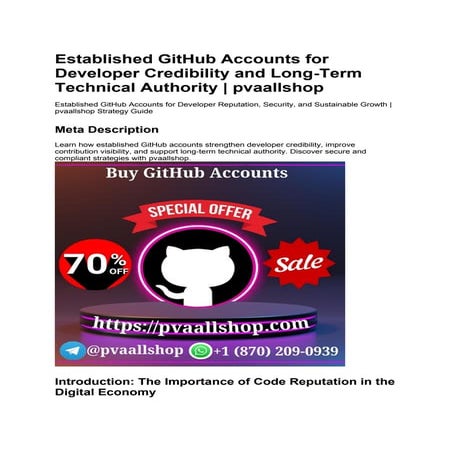 Way to Buy GitHub Account – 100% Verified, Aged & Read…